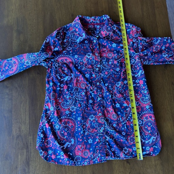 Talbots Navy and Red Paisley Button Down Shirt - Picture 4 of 8